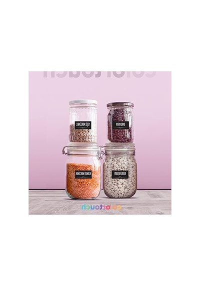 Kendinden Yapışkanlı Baharat Etiketleri - 108 Adet, Siyah 124-Pembe