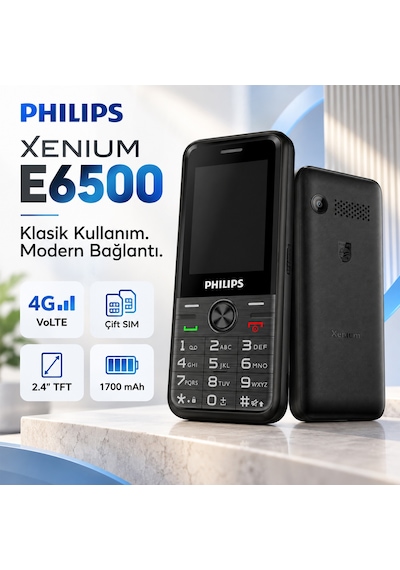 Philips Xenium E6500 4G VoLTE Kameralı Çift SIM 2.4 İnç 1700 mAh Tuşlu Cep Telefonu