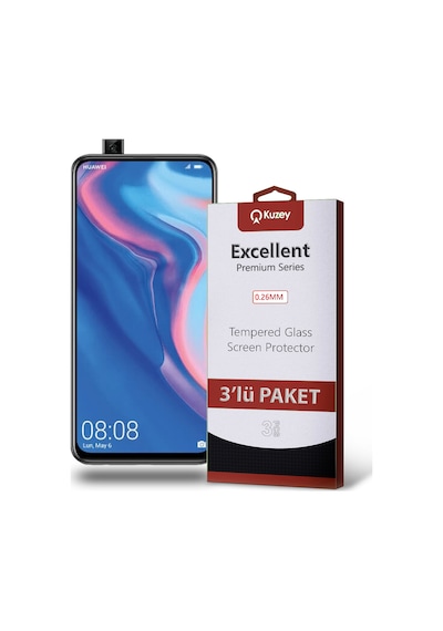 Huawei P Smart Z ile Uyumlu Kırılmaz Cam Ekran Koruyucu Ekonomik 3'lü Paket
