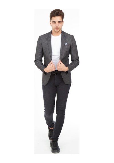 Sposo 5132 Dar Kalıp Yarım Astarlı Siyah Erkek Blazer Ceket Siyah