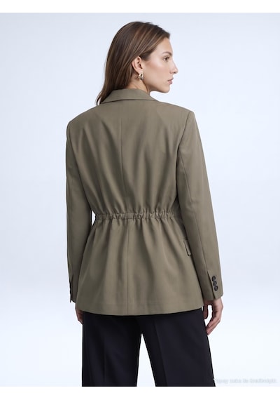 Dilvin 60827 Kontrast Yaka Blazer Ceket-yeşil