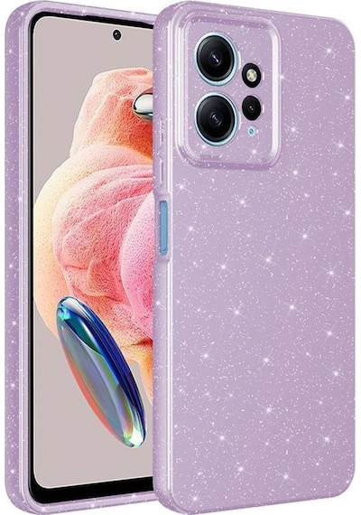 Redmi Note 12 4g Kılıf Parlak Simli Ve Kamera Korumalı Spoty Silikon Kapak Lila