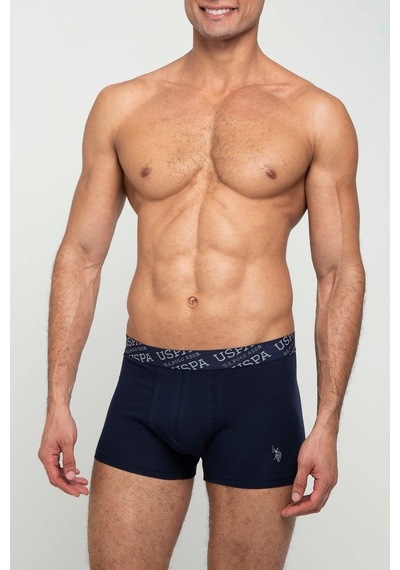 U.S. Polo Assn. Erkek Gri Melanj - Lacivert 2 Li Boxer 80342
