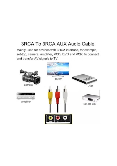 Koodmax 1.8 Metre 3rca To 3rca Kablo - Altın Uçlu , Kompozit Ses Ve Video Aktarım Kablosu