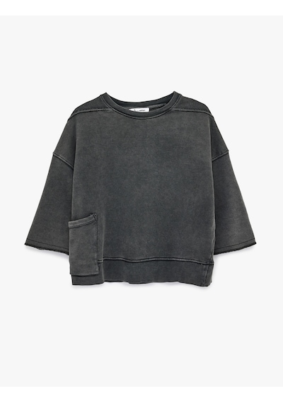 Koton Cep Detaylı Yıkamalı Kısa Kollu Bisiklet Yaka Pamuklu Oversize Sweatshirt Antrasit 6wal10359ık Antrasit Koton Cep Detaylı Yıkamalı Kısa Kollu Bisiklet Yaka Pamuklu Oversize Sweatshirt Antrasit 6wal10359ık Antrasit