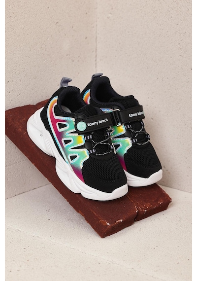 Tonny Black Rahat Kalıp Işıklı Cırtlı Çocuk Unisex Siyah Lila Spor Ayakkabı Tbkmn5026 Siyah Lila