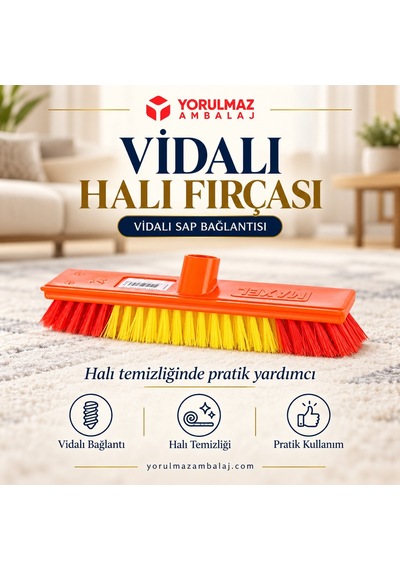 Maxel Halı Fırçası Vidalı Y414 Sert Kıllı, Kazıyıcılı Yer Ve Zemin Fırçası