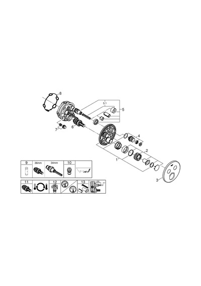 Grohe Grohtherm Smartcontrol Çift Valfli Akış Kontrollü Ankastre Termostatik Duş Bataryası - 29119Gn0