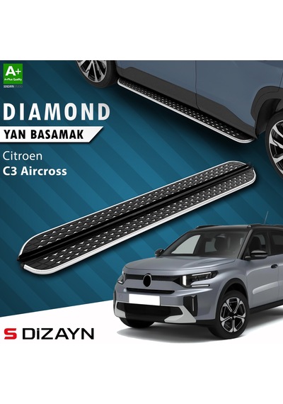 S-dizayn Citroen C3 Aircross 2 Diamond Krom Yan Basamak 183 Cm 2024 Üzeri A+ Kalite