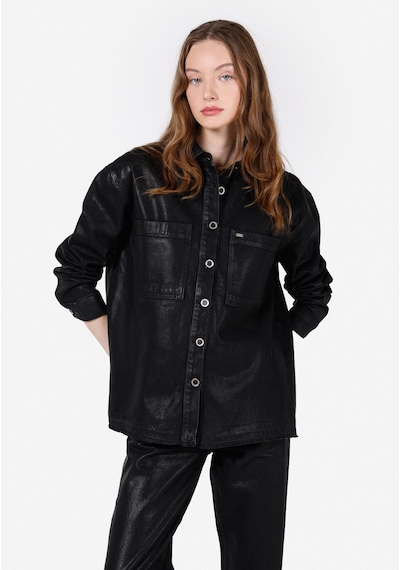 Colin's Colins Oversize Fit Klasik Yaka Kadın Siyah Uzun Kol Gömlek Cl1072278 Q1.v1 Dn43958 Denim