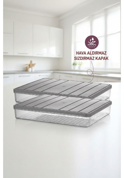 Selka Home 2 Adet 2,25 Lt. Nora Organizer Buzdolabı Buzluk Düzenleyici  Saklama Kabı