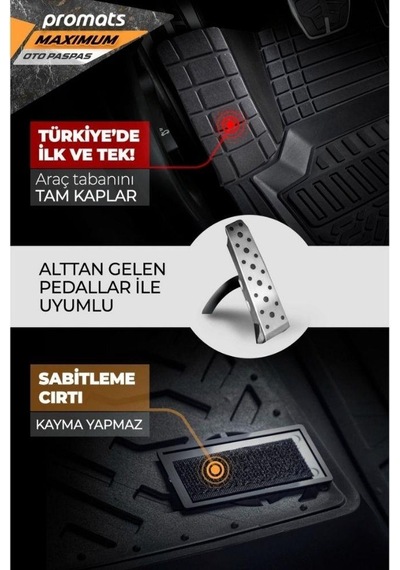 Carmind Üniversal Havuzlu Oto Paspas Siyah P89045
