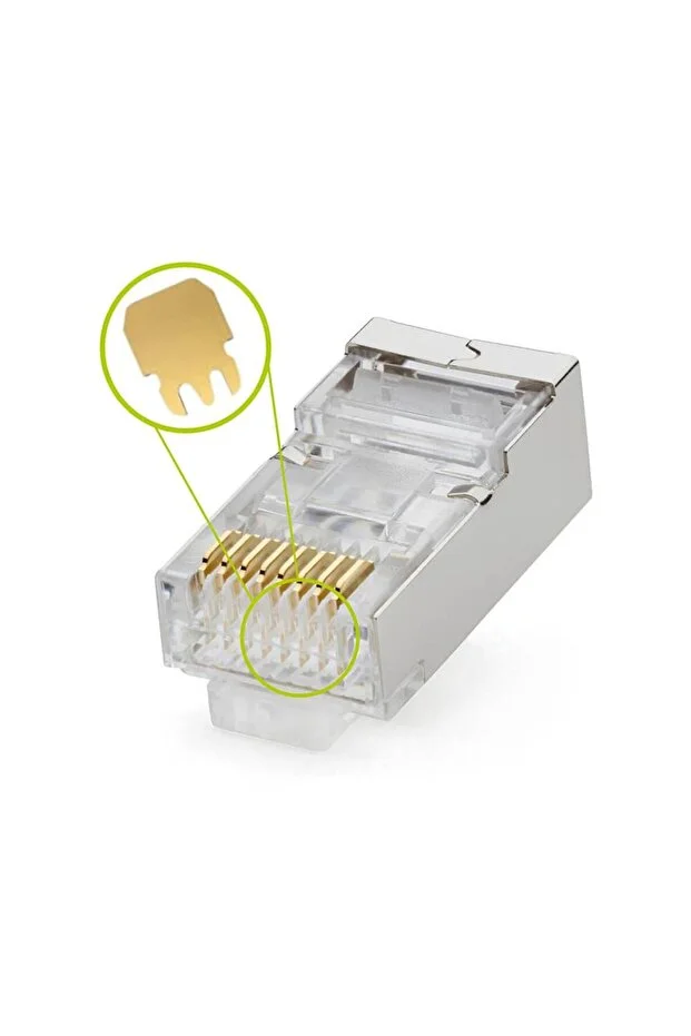 10 Adet Yeni Nesil Metal Gold Plated Geçişli Cat5/cat6 Rj45 Konnektörü 8p8c Ethernet Kablo Ucu Jack
