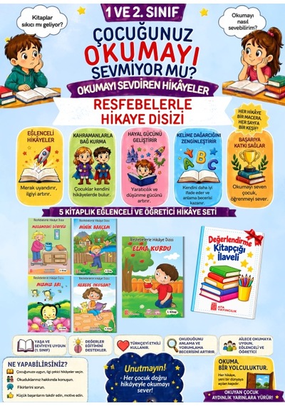 1.sınıflar İçin Okumayı Sevdiren Öğretmen Onaylı 5'li Hikaye Seti
