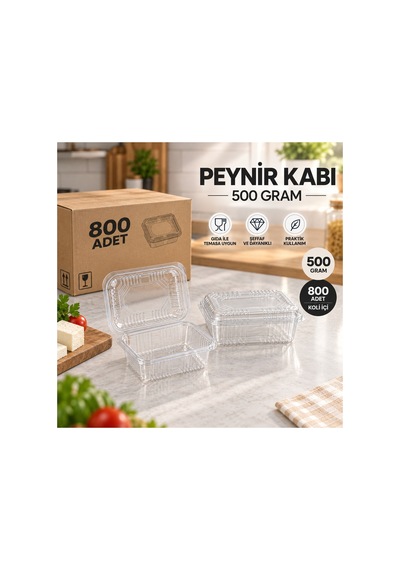 Peynir Kabı 500 Gr 800 Adet Plastik Peynir Saklama Kabı Şeffaf - 921309355 Şeffaf