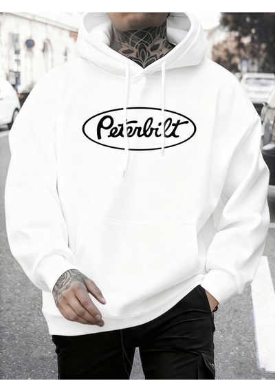 Startmore Startmorepeterbilt Harfli Baskılı Polar Sonbahar Sweatshirtleri Erkek Yumuşak Koşu Kapüşonlu Üstü Soka Beyaz