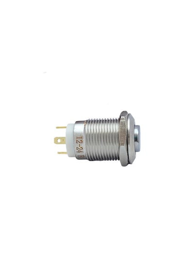 12mm Yaylı Ledli Metal Buton - 1no - Ip67 Kırmızı