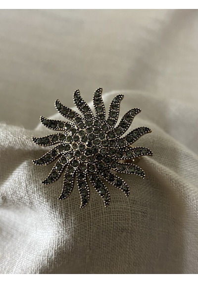 Black Diamond İ Taşlı Güneş Figür Yüzük Gri