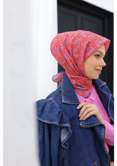 Silk Home Soft Eşarp 73077-09 Parlak Turuncu, Gök Mavi, Pembe