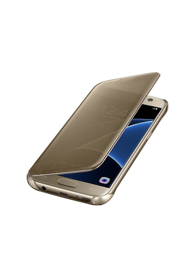 Samsung Galaxy S7 G930 Uyumlu Clear View Cover Akllı Kılıf Gold