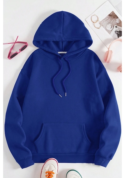 One Of A Kind Baskılı Oversize Sweatshirt Mavi