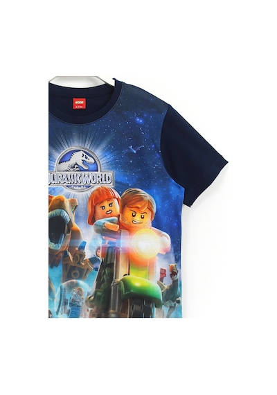 Dinazorlu Lego Jurassic World Oyun 3D Baskılı Kısa Kollu Yazlık Erkek Çocuk Tişört Lacivert