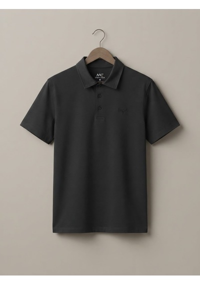 Maccali Erkek Siyah Büyük Beden Bol Basic Polo Yaka Tişört