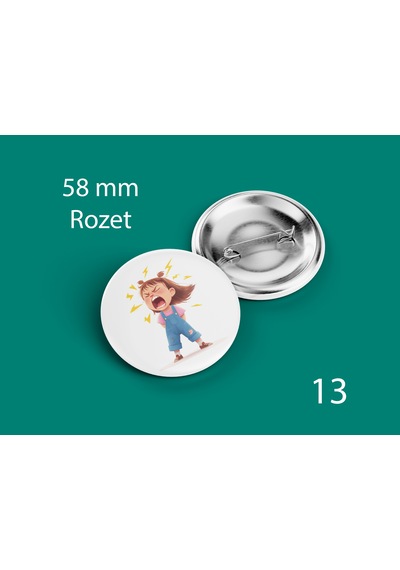 58 Mm Buton Rozet İğneli Çanta Kıyafet Rozeti Sinirli Kız Çok Renkli