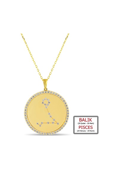Kuyumcudukkanı Zirkontaşlı"balık Burcu"kolye-33019-pısces-g Gold