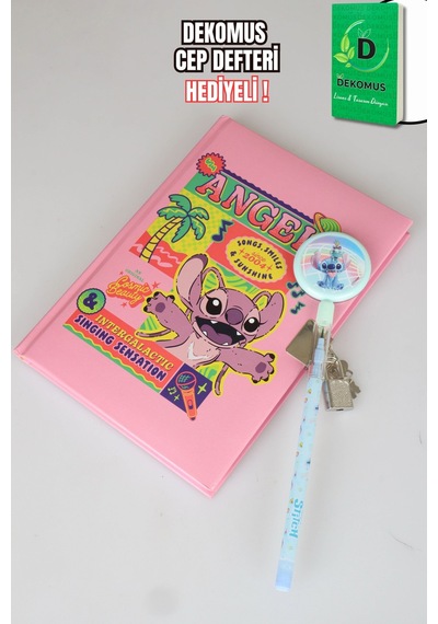 X Dekomus Lisanslı Yeni Sezon Lisanslı Lilo&stitch Unleash Lock Journal Kilitli Hatıra Defteri Ve Labirent Figürlü Geçmeli Kalem Seti Altın