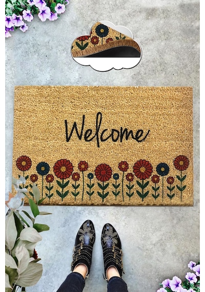 Coco Blattern 40x60 Cm Kıl Paspas, Dekoratif Çok Amaçlı İç Ve Dış Kapı Paspası