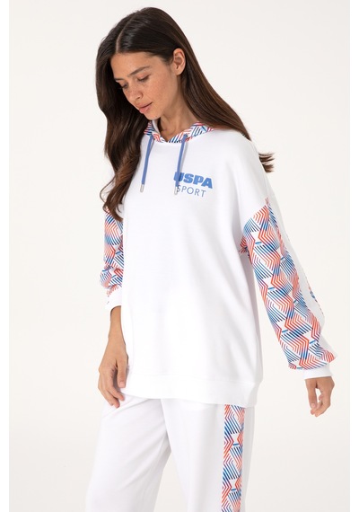 U.S. Polo Assn. Kadın Beyaz Modal Karışımlı Kapüşonlu Sweatshırt 50300694-VR013