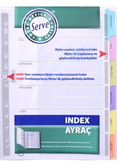 Serve 5525-p Karton Ayraç A4 Günler