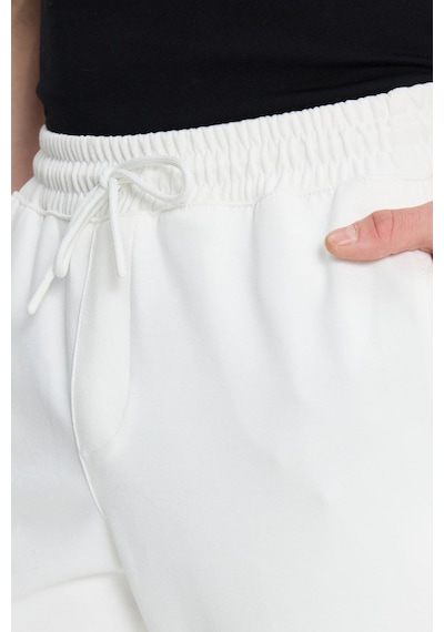Tudors Erkek Regular Fit Klasik Kesim Beli Lastikli Bağcıklı Koyu Beyaz Jogger Pantolon-41787 Beyaz