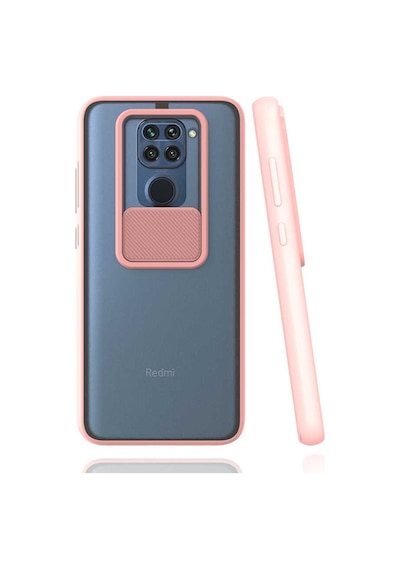 Kilifone - Xiaomi Uyumlu Redmi Note 9 - Kılıf Slayt Sürgülü Arkası Buzlu Lensi Kapak - Pembe Açık