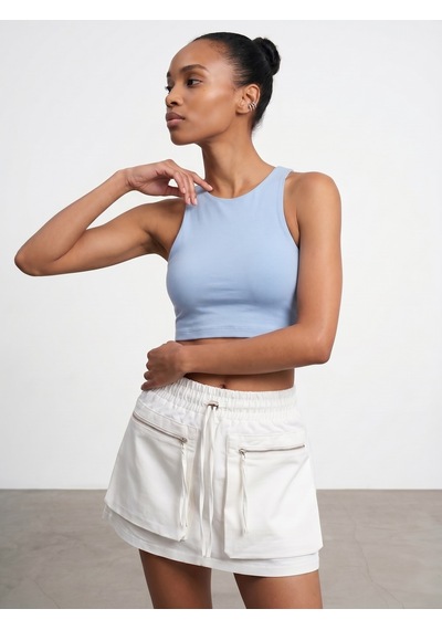 Dilvin 32941 Halter Yaka Crop Top-açık Mavi