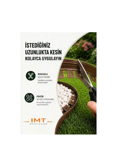 Esnek Pvc Çim Ayırıcı Bahçe Peysaj Düzenleyici 10 Metre Kahverengi Çim Sınırlayıcı Esnek Plastik Taş Toprak Ayraç Bariyer Peyzaj Bordürü