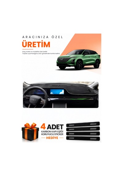 Chery Omada 5 2022-2024 Uyumlu Torpido Koruma Örtüsü Oto Kılıfı - Siyah Gri