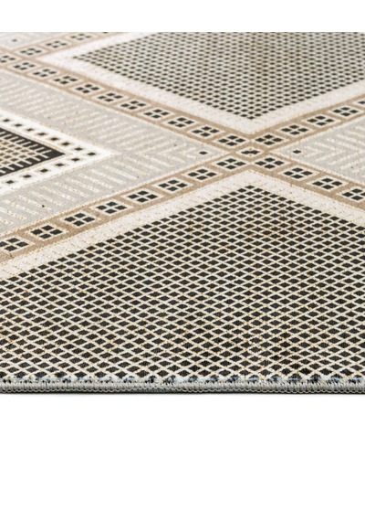 Bespoky Zen Geometrik Bohem Salon Halısı Makine Dokuma Gri
