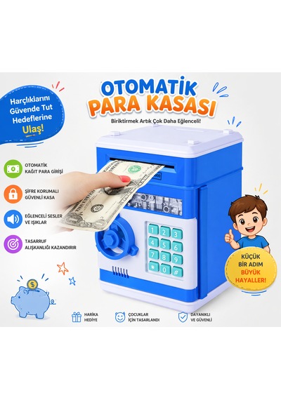 Şifreli Otomatik Para Kasası Çocuklar İçin Sesli Ve Işıklı Tasarruf Kumbarası