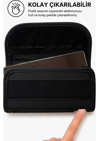 Exenar - Siyah - Kemer Kılıf İphone 12 13 14 15 16 17 Pro Max-iphone 14 15 16 Plus Cırt Kapaklı Lastikli Bel Kılıfı