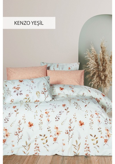% 100 Pamuk Lüks Ranforce Çift Kişilik Nevresim Takımı Nefes Alır Terletmez 200 X 220 Cm 4 Parça Yeşil