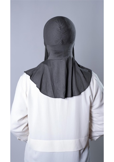 Hürrem Bone Antrasit Pratik Hazır Geçmeli Şal Şifon Kumaş Hijab Bone 3009 25