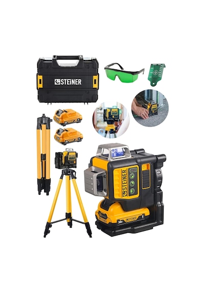 Tr Alman 36 V 5 Ah Profesyonel Çift Akülü 12 Köşe 360 Otomatik Lazer Hizalama + Tripod Hediyeli