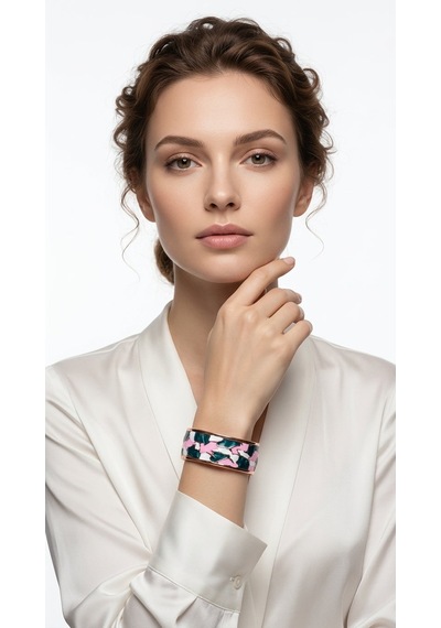 Enamel Bileklik- Green-pink Sarı
