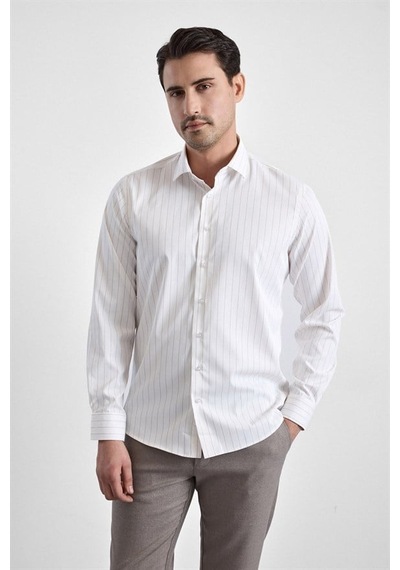 Süvari Bej Slim Klasik Yaka Casual Gömlek Gm1008400365-bj3