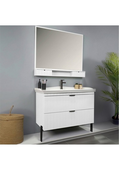 Kobos Noble 100 Cm Banyo Dolabı Seti Bianco Beyaz Kobos Noble 100 Cm Banyo Dolabı Seti Bianco Beyaz