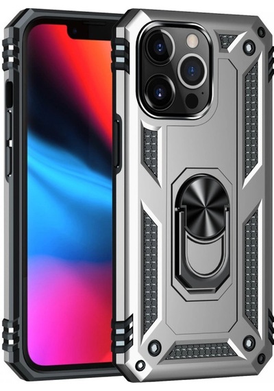 Apple Uyumlu iPhone 14 Pro Kılıf Sofya Yüzüklü Silikon Kapak Gümüş/