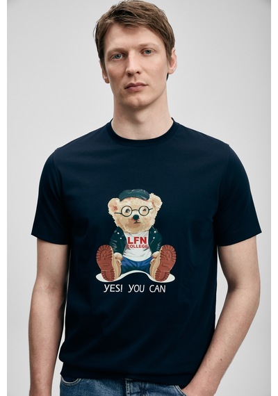 Lufian Teddy Modern Grafik T- Shirt Lacivert Lacivert 111020305100200 Lacivert