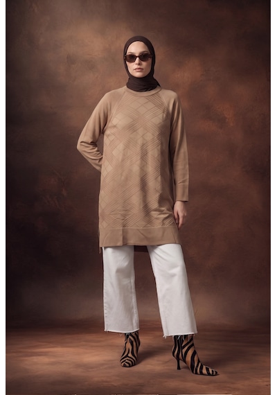 Armine Trend Geometrik Desenli Bisiklet Yaka Uzun Kollu Rahat Kesim Tunik Koyu Taş 26ktd411 Armine Trend Geometrik Desenli Bisiklet Yaka Uzun Kollu Rahat Kesim Tunik Koyu Taş 26ktd411